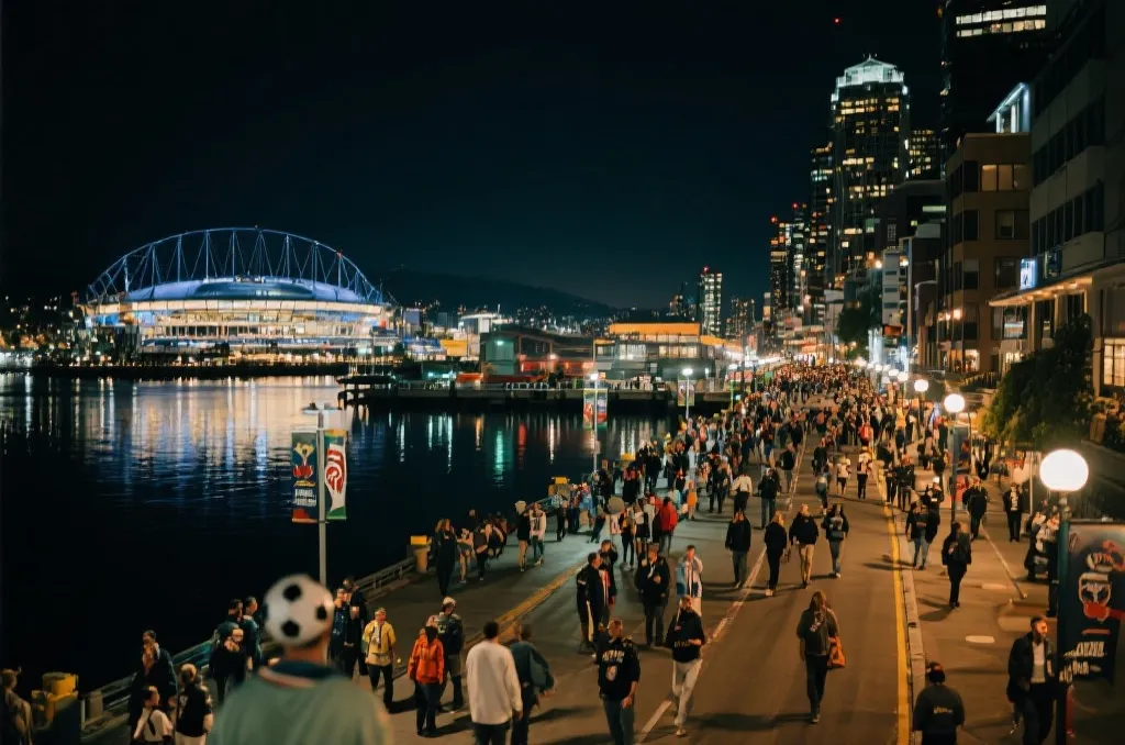 温哥华或多伦多比赛日夜景与球迷出行
